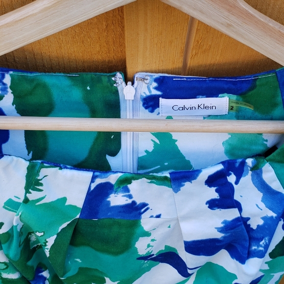 Ink blot blue and green spring size 2 dress - Picture 9 of 12